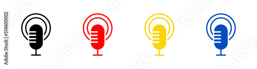 Media podcast icon design vector. Microphone audio music symbol illustration.