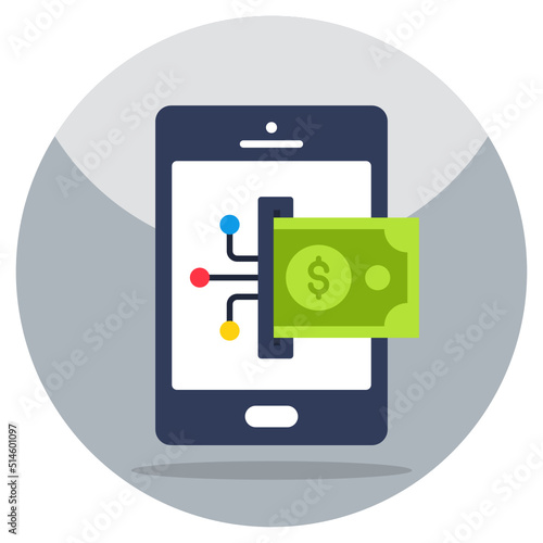 Flat design icon of mobile cash