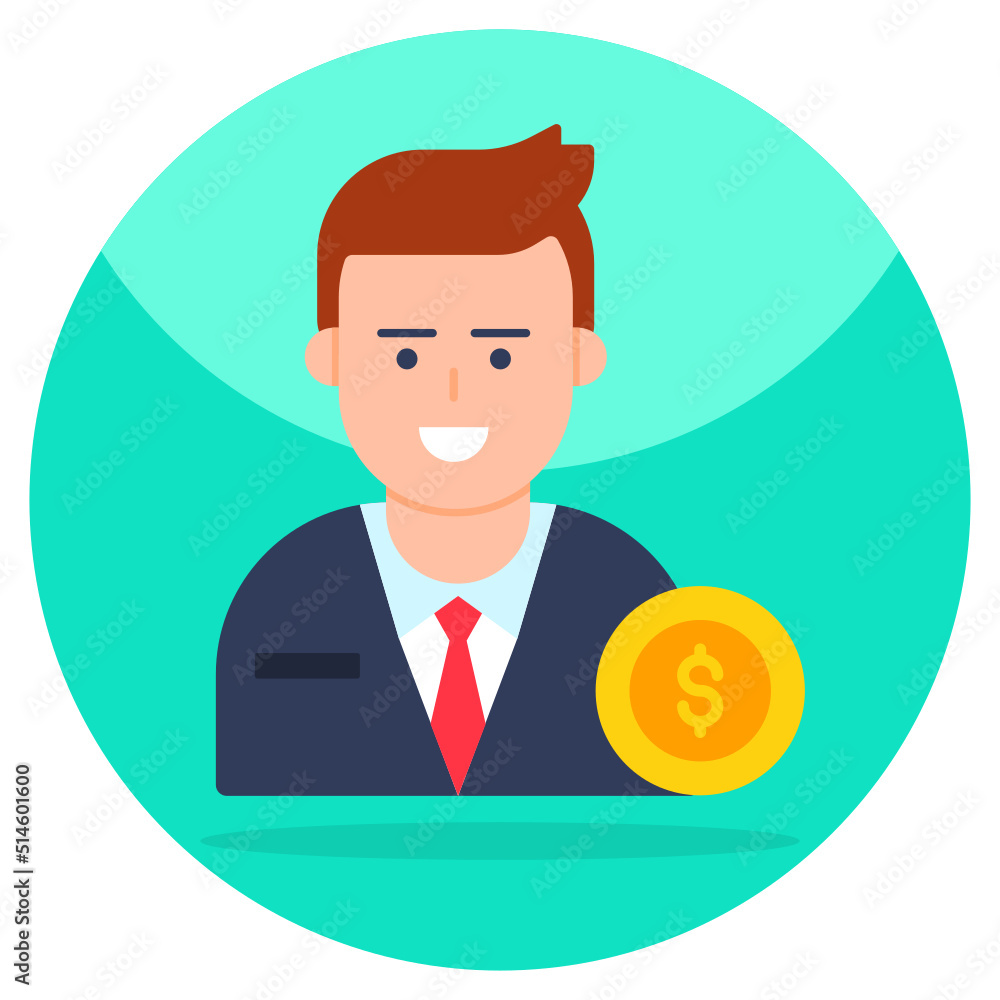 Dollar with human showcasing economist icon Dollar with human showcasing economist icon
