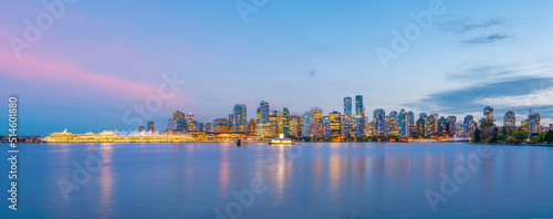 Downtown Vancouver skyline, citysicape of British Columba in Canada