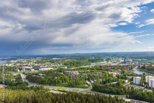 View from Kuopio tower on the city of Kuopio and surroudings in Finland © HildaWeges