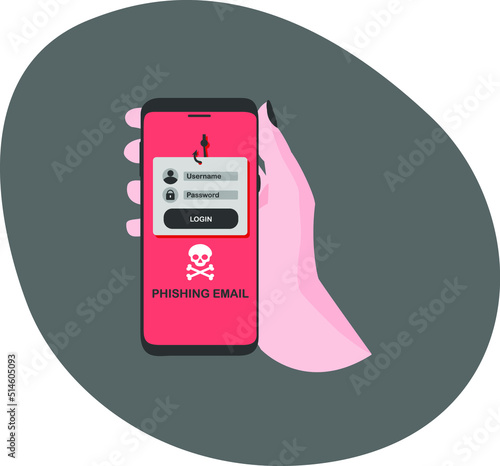 Phising email en pantalla de móvil