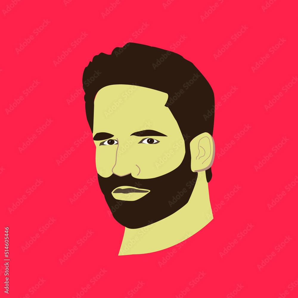 Retrato de hombre con pelo ondulado y barba Retrato de hombre con pelo ondulado y barba