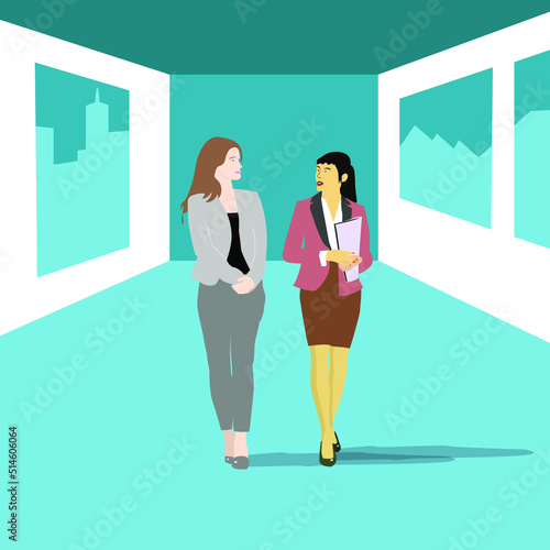 2 Mujeres Conversando en la Oficina