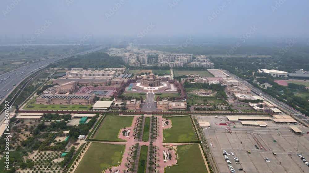 An Aerial Shot of Akshardham Temple at New Delhi in India An Aerial Shot of Akshardham Temple at New Delhi in India