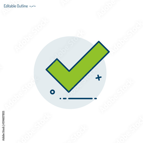 Right tick icon, right, correct, accept, tick, positive, vote, Check List Marker of assessment, Editable stroke