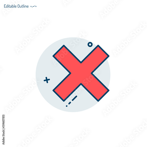 Cross tick, Wrong icon, correct incorrect, reject, cross, close, positive negative icon, vote, Check List Marker of assessment, Editable stroke