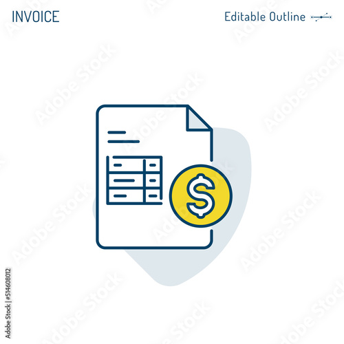 Invoice icon, Payment icon, Medical bill, Banking transaction receipt, Online shopping invoice, Procurement expense, Money document file, Editable stroke