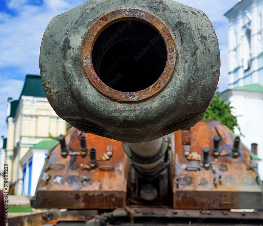 Close photo of the tank main gun muz
