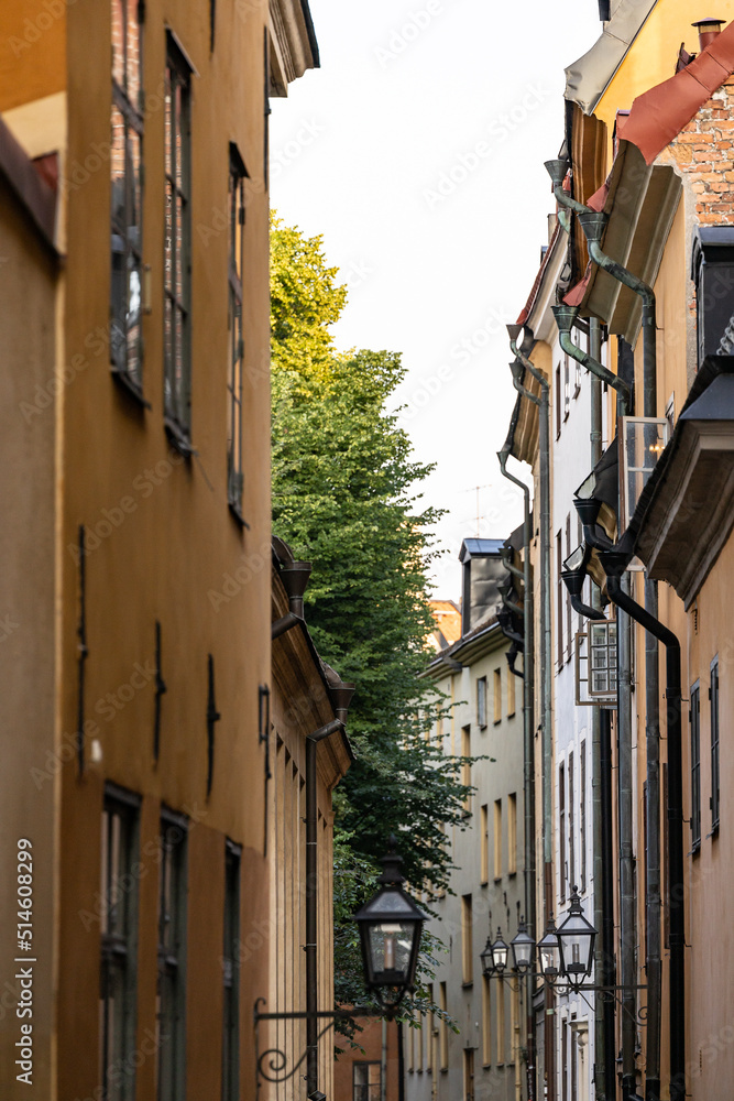 Stockholm, Sweden  Prastgatan in Gamla Stan in the summer.
