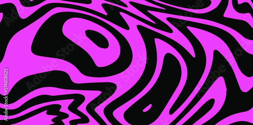 Black and pink psychedelic pattern with melting and distorting retro-art figures. The trippy 60s hippie style .