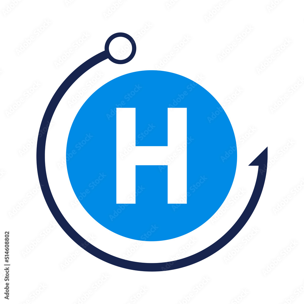 Letter H Fishing Logo Design Template. Fishing Club Logo On Letter H Concept Letter H Fishing Logo Design Template. Fishing Club Logo On Letter H Concept