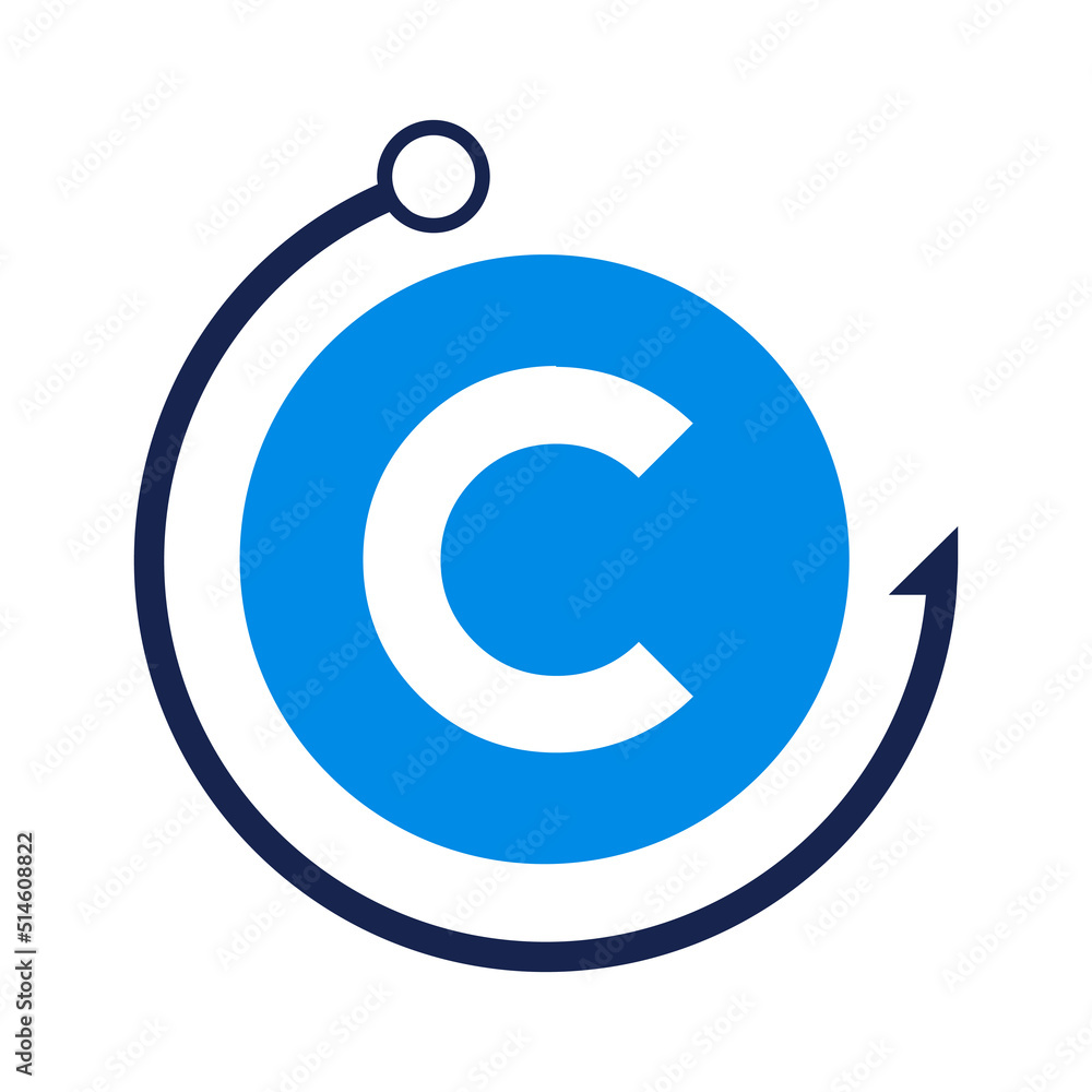 Letter C Fishing Logo Design Template. Fishing Club Logo On Letter C Concept Letter C Fishing Logo Design Template. Fishing Club Logo On Letter C Concept