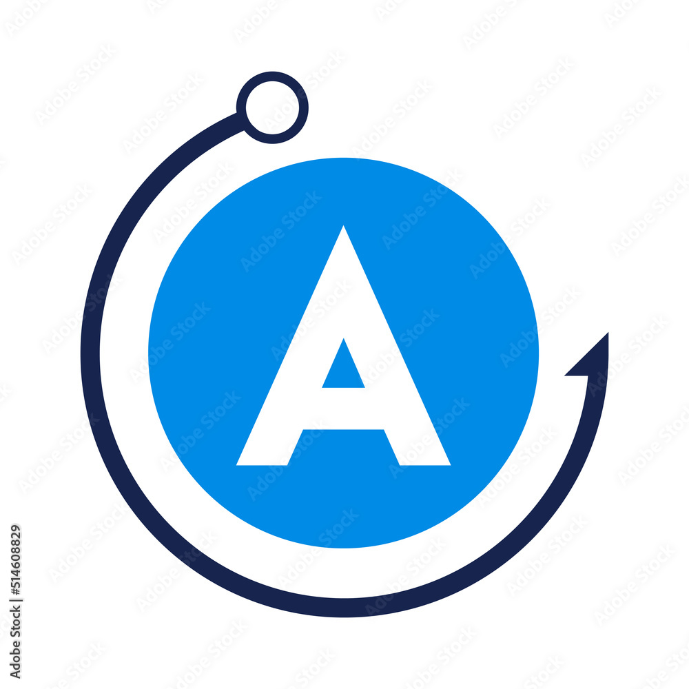 Letter A Fishing Logo Design Template. Fishing Club Logo On Letter A Concept Letter A Fishing Logo Design Template. Fishing Club Logo On Letter A Concept