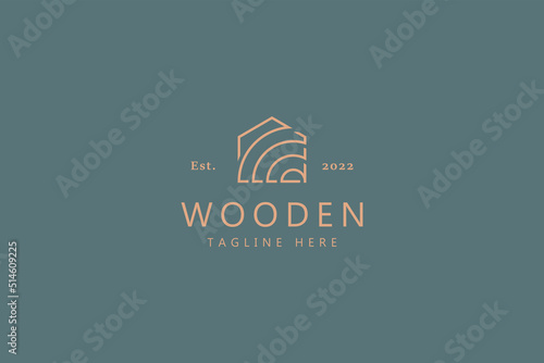Fotomurale Wooden Cottage Logo Concept