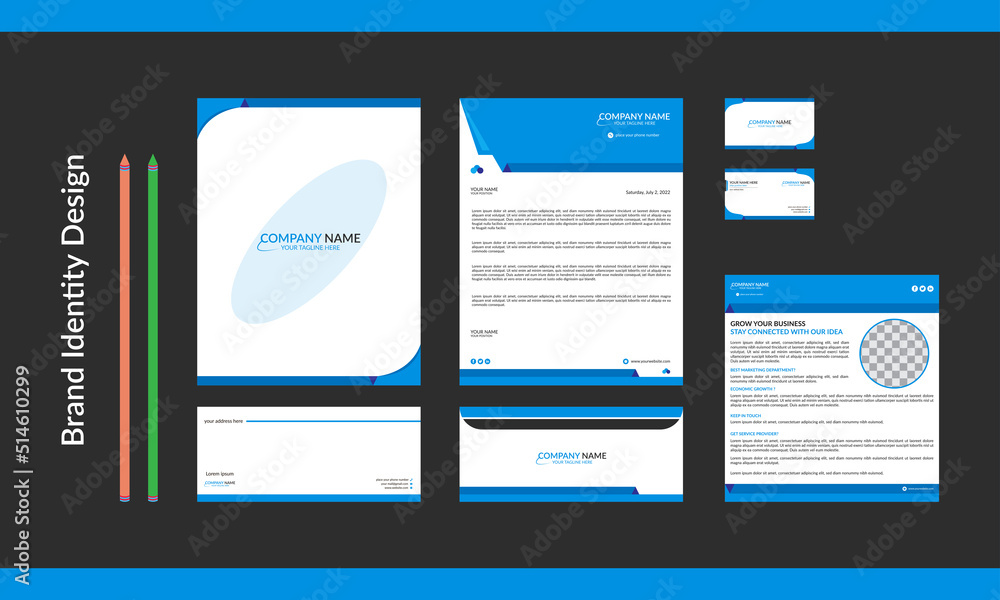 Naklejka premium Awesome and Blue Professional Brand Identity Design