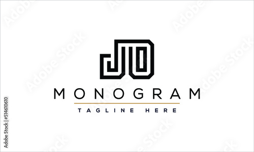 JO J O letter logo combination alphabet vector creative company icon design template modern black white bold