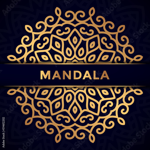 Luxury mandala background design Arabic Islamic east style vector with golden color.