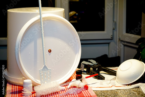 Fotografija Brewing home beer process at home in the kitchen