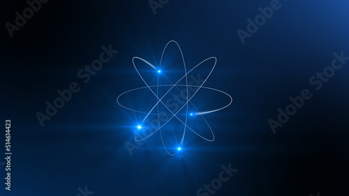 Billede på lærred atom model 3d illustration render