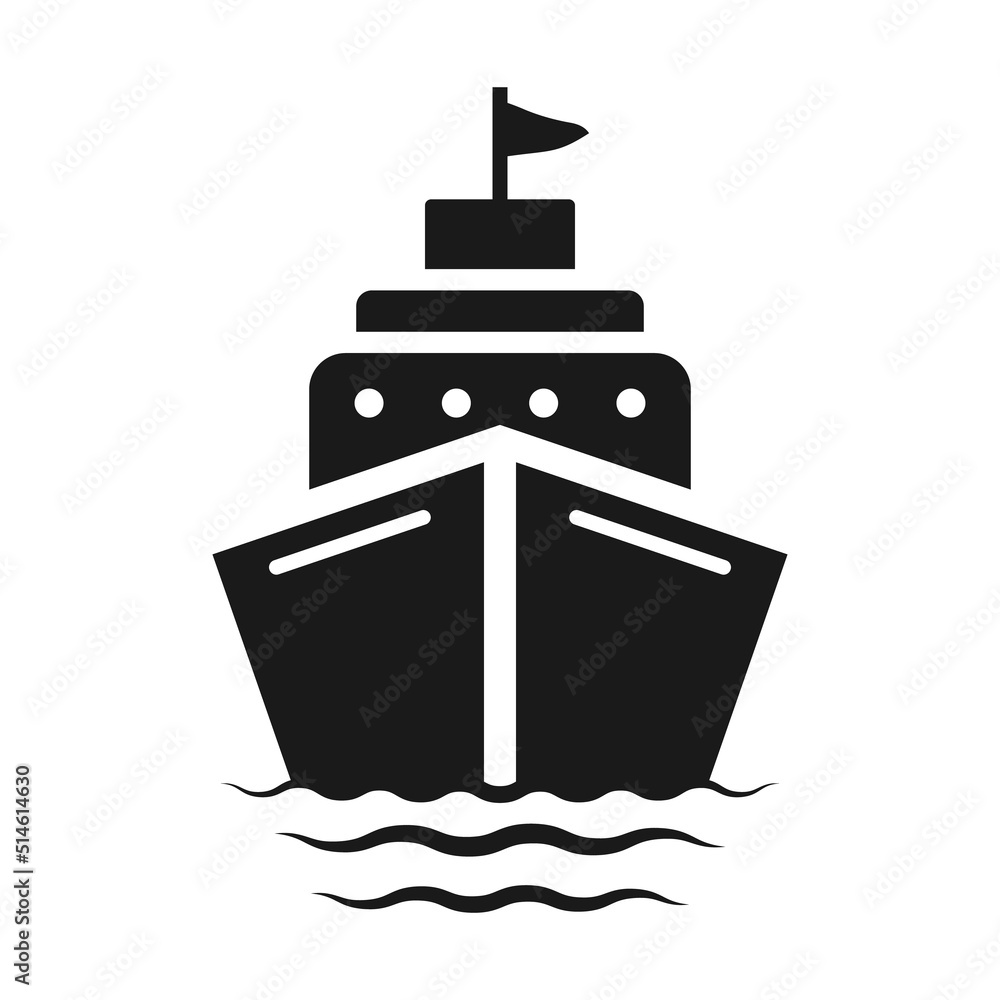 Cargo Ship Front View Logo Icon. vector illustration Cargo Ship Front View Logo Icon. vector illustration
