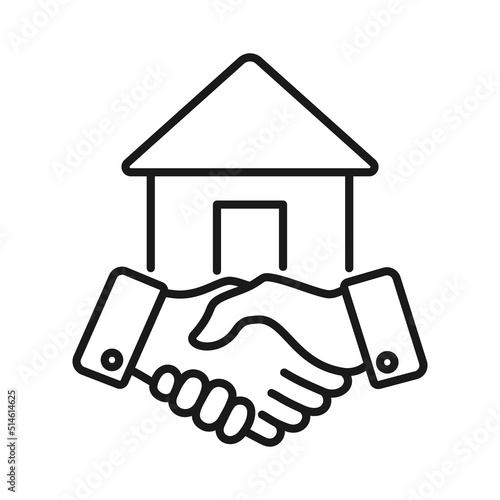 house and property dealer with handshake marketing vector logo design of mortgage, home stay project