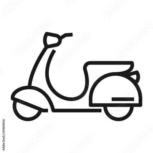 Electric scooter or moped icon line sign. Outline Electric Motorcycle Vector illustration