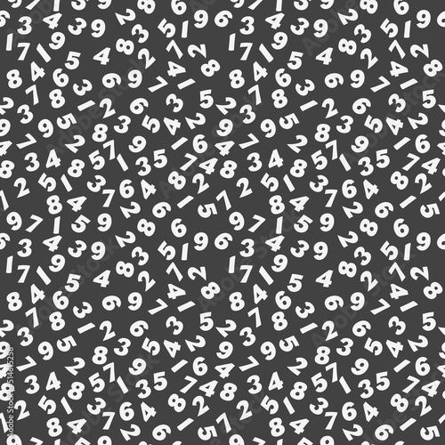 White numbers. Simple and stylish seamless pattern. Vector and school pattern for print. The numbers are scattered across the surface.