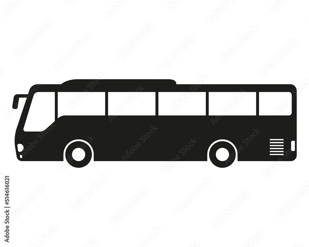 Side Bus icon. Public transport symbol. Automobile Side view. illustration isolated on white. Side Bus icon. Public transport symbol. Automobile Side view. illustration isolated on white.