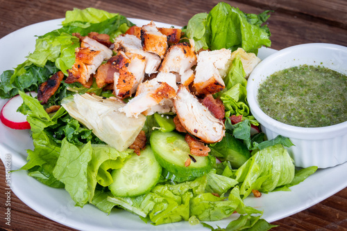 Grilled chicken salad with cilantro lime vinaigrette