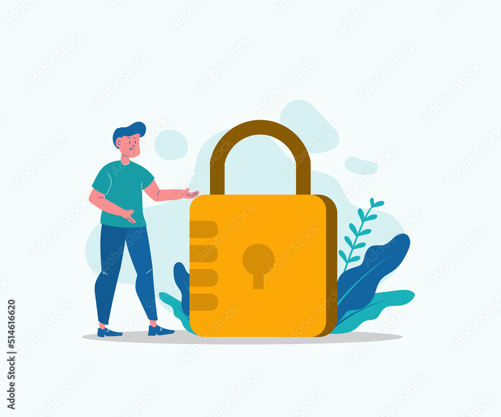 illustration of a lock with padlock protection data flat illustration illustration of a lock with padlock protection data flat illustration