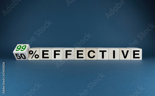 50 or 99 percent effective. The cubes form the expression 50 or 99 percent effective. photo