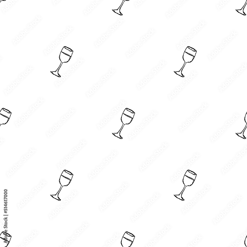 Black and white seamless wine pattern