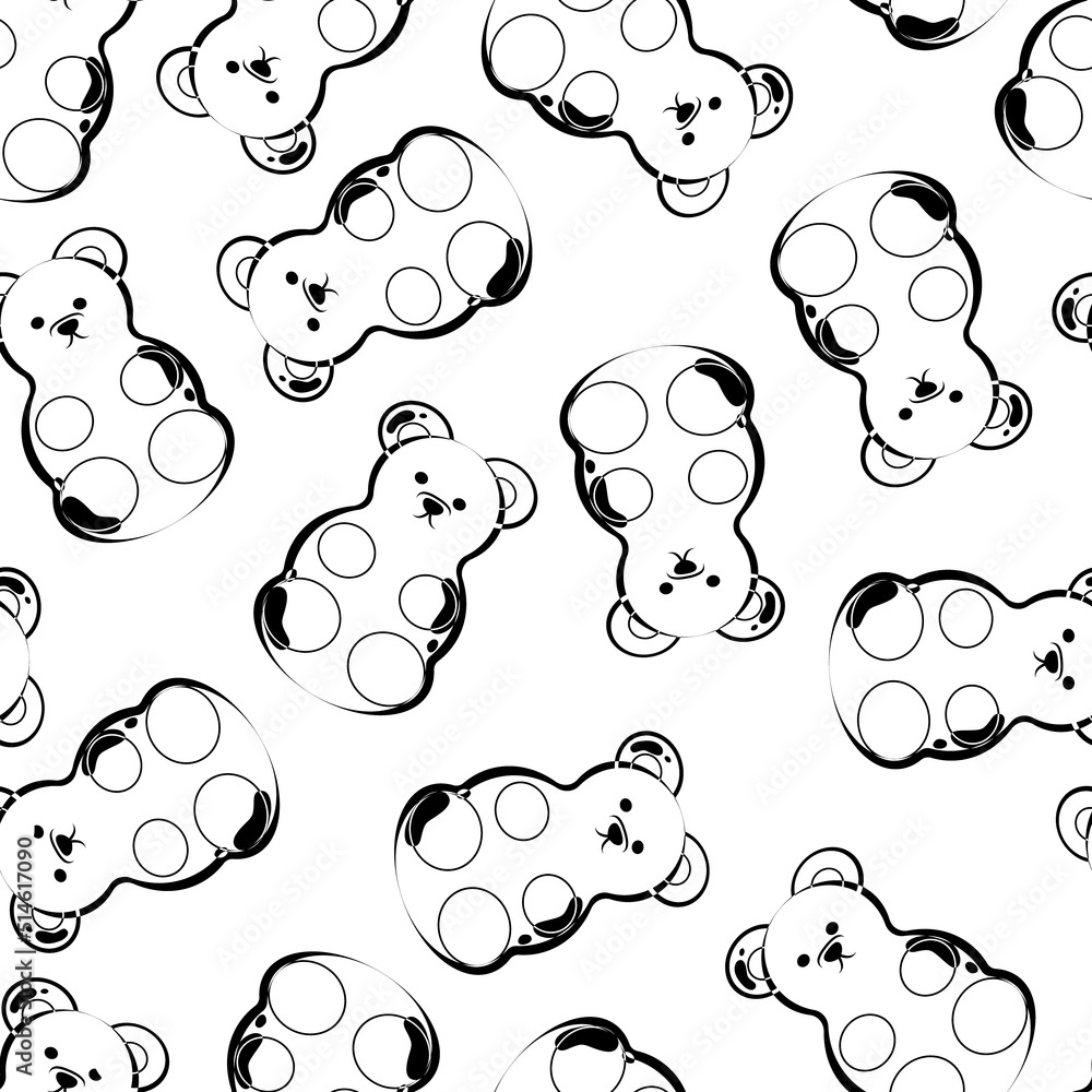 Fototapeta premium Pattern of jelly gummy bears on withe background.