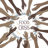 Vector illustration of the concept of hunger. The problem of hunger, hunger and malnutrition, resource mobilization, hunger of the population, food shortage, poor nutrition. Food crisis