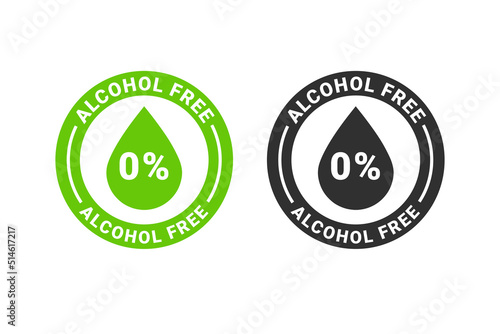 Alcohol free label icon. Zero alcohol icon pharmacy symbol