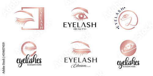 eyelash logo design collection, beauty, modern women's eyelash salon