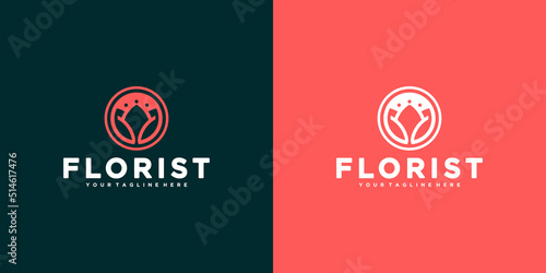 natural flower logo design florist