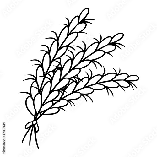 Monochrome picture  Several ripe ears  rye cereals  vector cartoon illustration