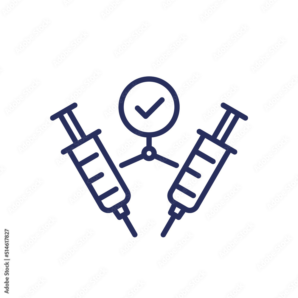 2 doses of vaccine line icon 2 doses of vaccine line icon