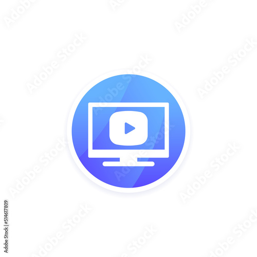 video content vector icon with a TV