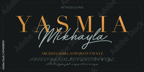 Luxury wedding alphabet duo elegant letter font. elegant classic Typography lettering serif fonts, decorative vintage retro concept. vector illustration
