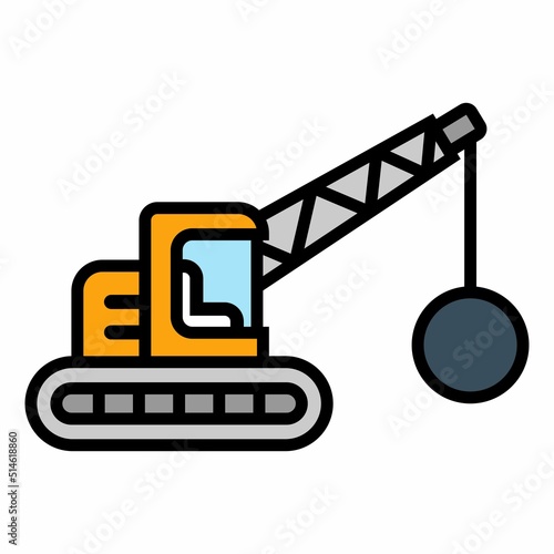 Illustration Vector Graphic of demolish, vehicle, work construction icon