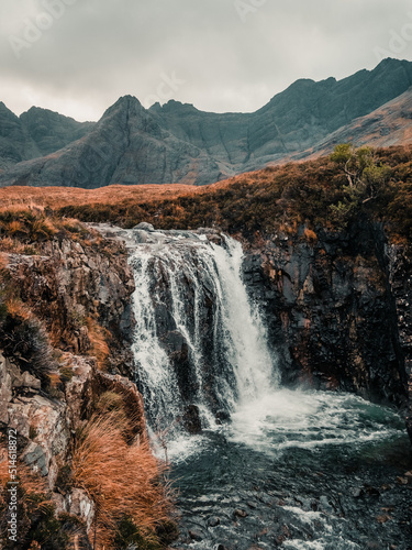 waterfall in the mountains  Fairy Pools  Sgurr nan Gillean  Sgurr Dearg  Scotland