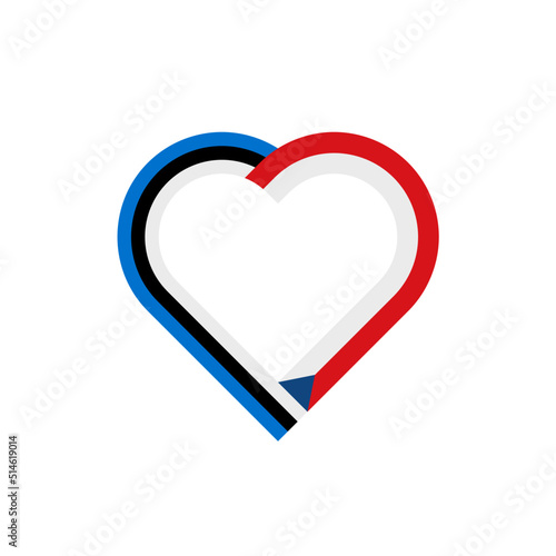 unity concept. heart ribbon icon of estonia and czech republic flags. vector illustration isolated on white background