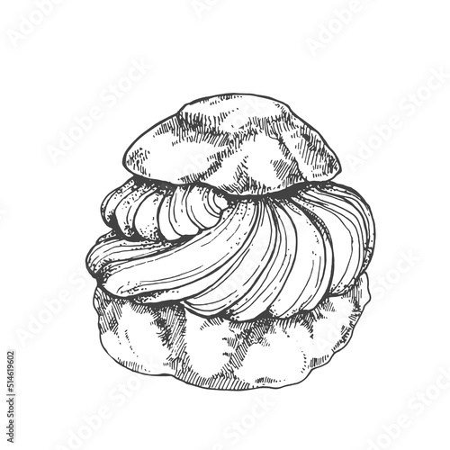 Hand drawn vector choux a la creme vintage illustration photo