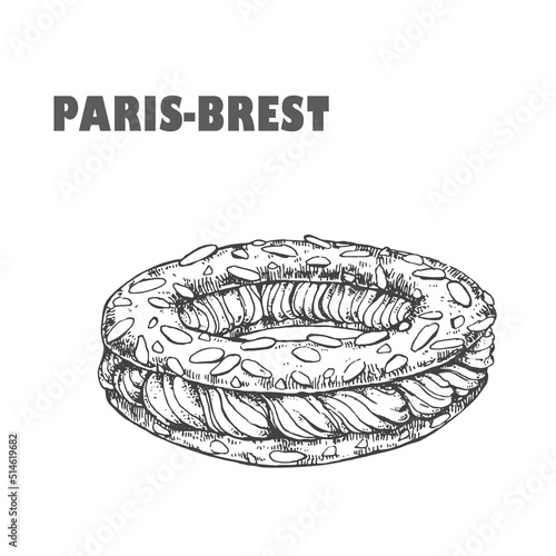Hand drawn vector french paris brest vintage illustration