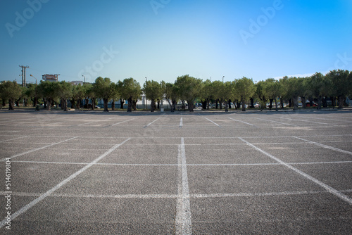 Empty car parking area in Rafina city, Greece