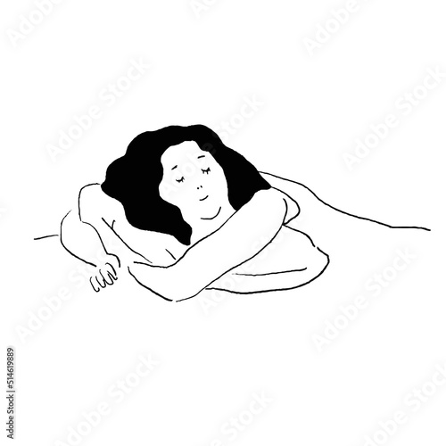 寝ている女性のベクター線画