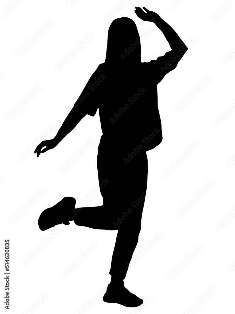 black silhouette of a girl in loose clothes